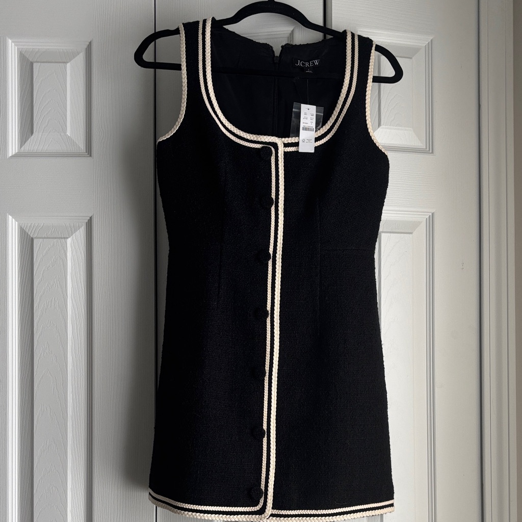 J. Crew Black Dress With Cream Accents